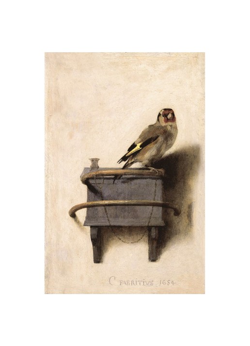 IXXI The Goldfinch wanddecoratie 120 x 80 cm - voorkant 6 donkerbeige