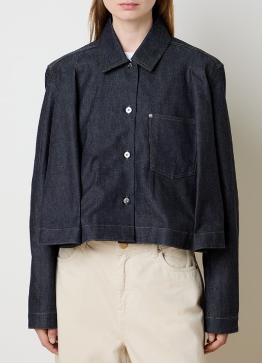 J.W. Anderson Cropped A-lijn blouse van denim met borstzak en donkere wassing