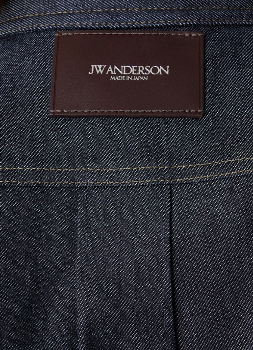 J.W. Anderson Cropped A-lijn blouse van denim met borstzak en donkere wassing - detail 4 indigo