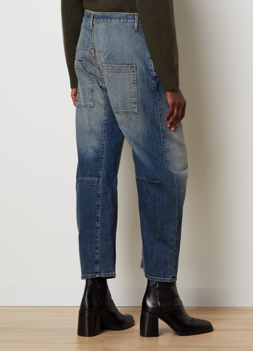 J.W. Anderson Emerson high waist balloon fit jeans met medium wassing - achterkant 4 indigo