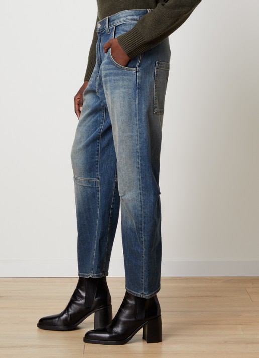 J.W. Anderson Emerson high waist balloon fit jeans met medium wassing - detail 2 indigo