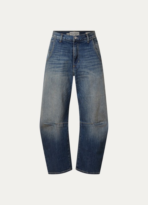 J.W. Anderson Emerson high waist balloon fit jeans met medium wassing - voorkant 5 indigo