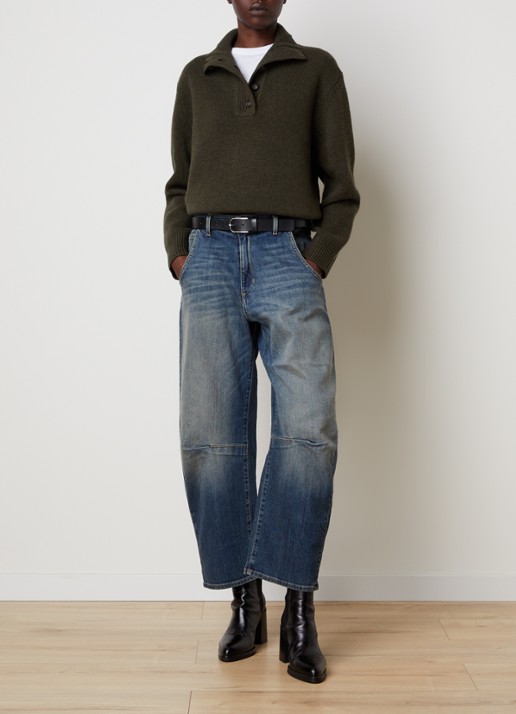 J.W. Anderson Emerson high waist balloon fit jeans met medium wassing - voorkant 6 indigo