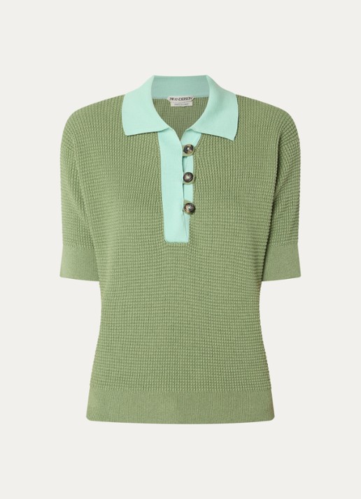 J.W. Anderson Grofgebreide polo in kasjmierblend met ribstructuur - voorkant mint