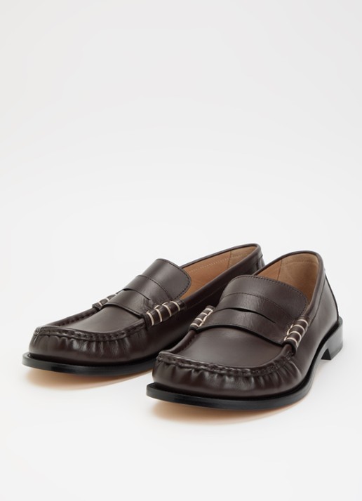 J.W. Anderson Loafer van kalfsleer - detail 2 chocoladebruin