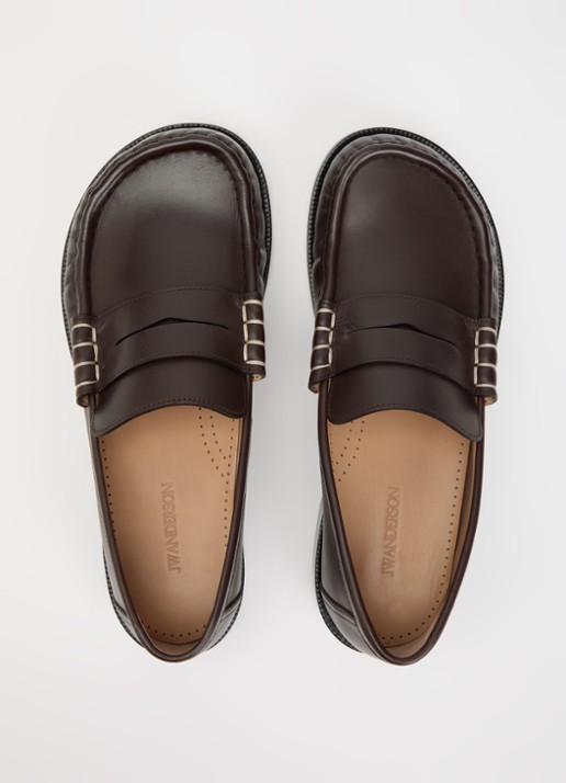 J.W. Anderson Loafer van kalfsleer - detail 3 chocoladebruin
