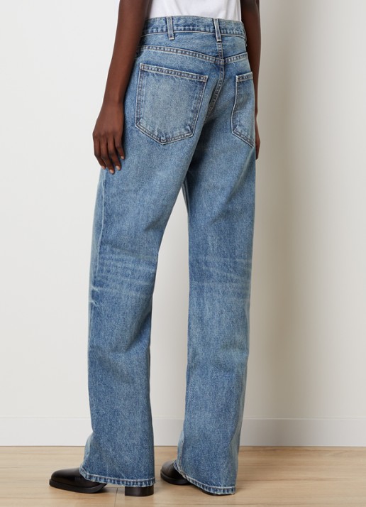 J.W. Anderson Mitchell high waist straight leg jeans met lichte wassing - achterkant 3 indigo