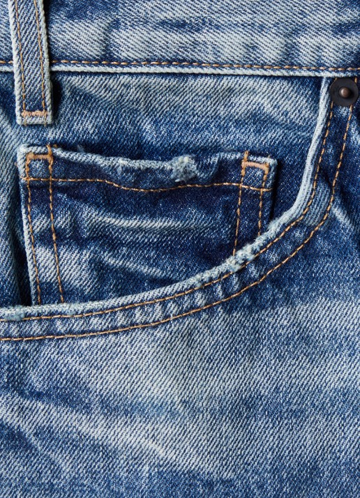 J.W. Anderson Mitchell high waist straight leg jeans met lichte wassing - detail 6 indigo