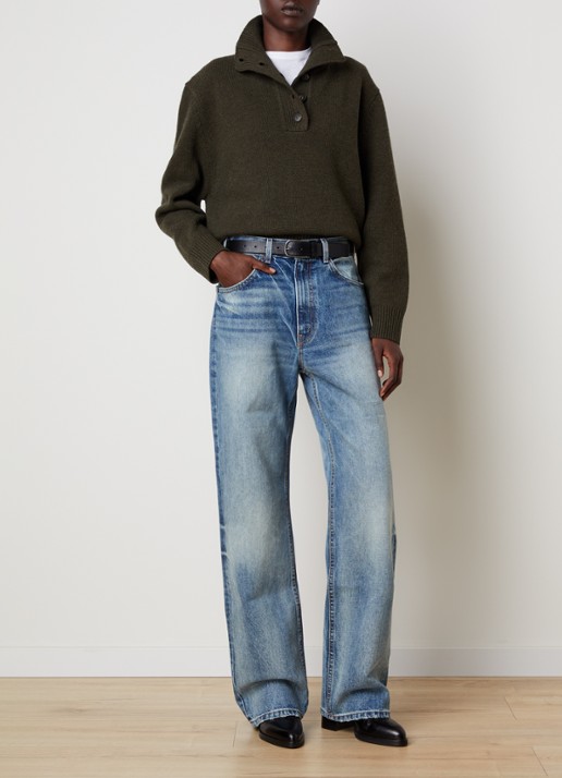 J.W. Anderson Mitchell high waist straight leg jeans met lichte wassing - voorkant 2 indigo