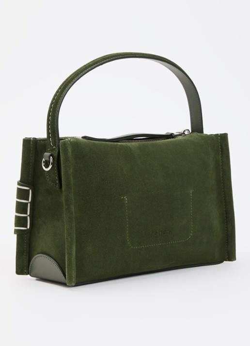 J.W. Anderson Small Loafer handtas van kalfssuède met afneembare schouderriem - achterkant groen