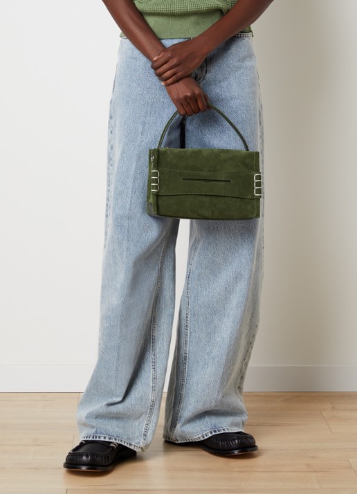 J.W. Anderson Small Loafer handtas van kalfssuède met afneembare schouderriem - voorkant 7 groen