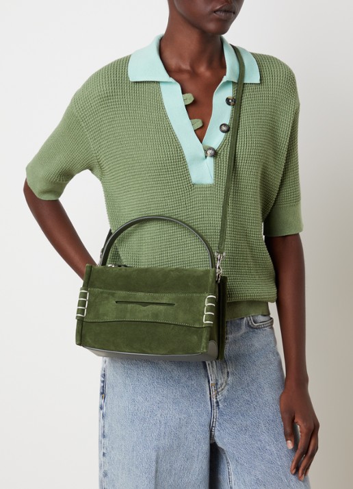 J.W. Anderson Small Loafer handtas van kalfssuède met afneembare schouderriem - voorkant 8 groen