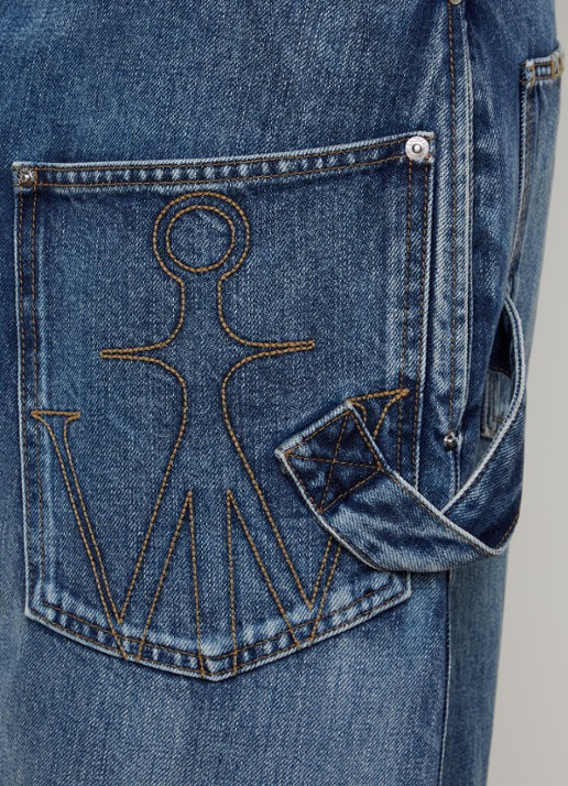 J.W. Anderson Tapered jeans met medium wassing en logoborduring - detail 3 blauw