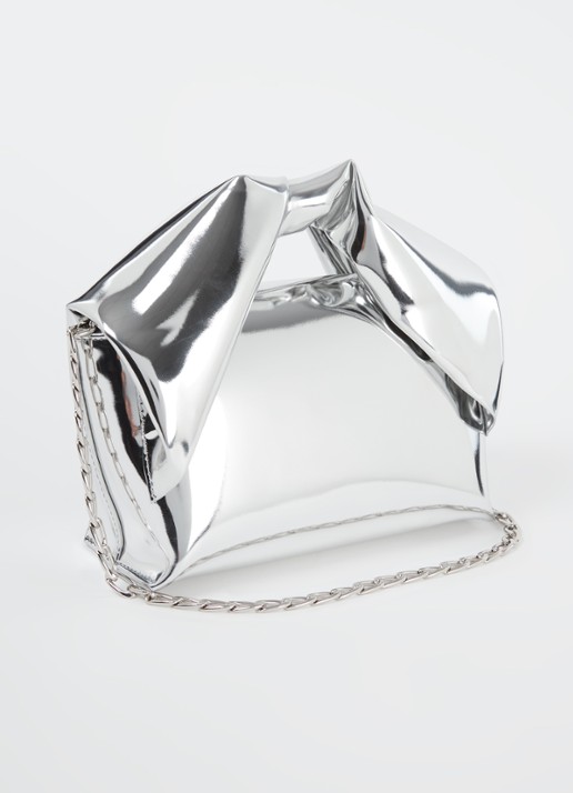 J.W. Anderson Twister Mirror Midi handtas met metallic finish - achterkant zilver