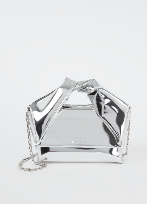 J.W. Anderson Twister Mirror Midi handtas met metallic finish - voorkant 2 zilver