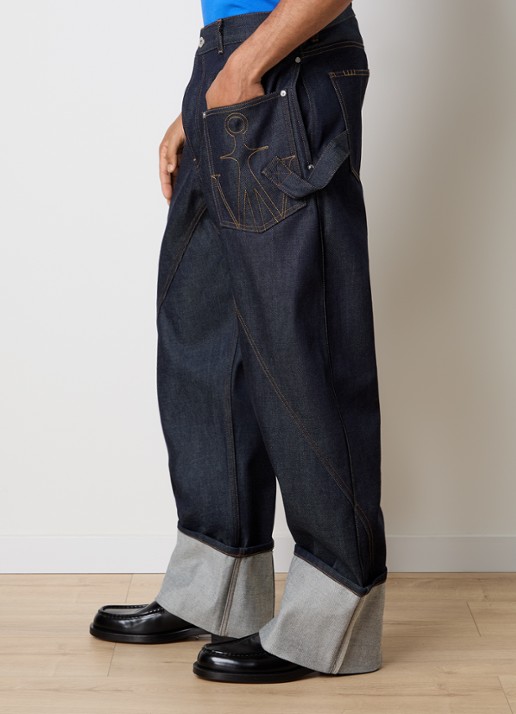 J.W. Anderson Wide leg jeans met donkere wassing - detail 4 indigo