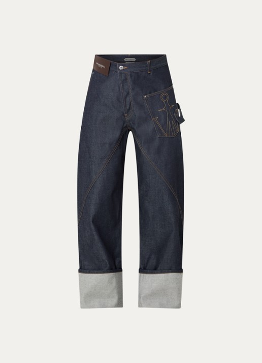J.W. Anderson Wide leg jeans met donkere wassing - voorkant indigo