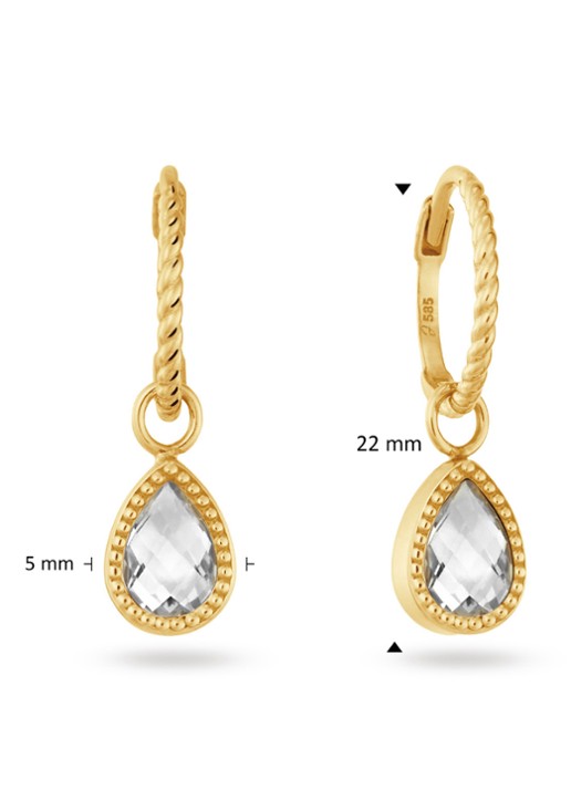 Jackie 14K Gold Amstel oorhangers van 14 karaat geelgoud - detail goud