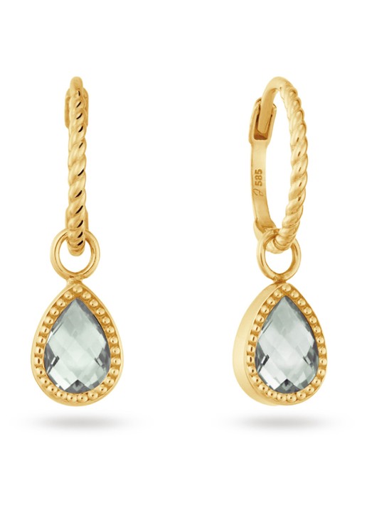 Jackie 14K Gold Amstel oorhangers van 14 karaat geelgoud - voorkant 2 groen