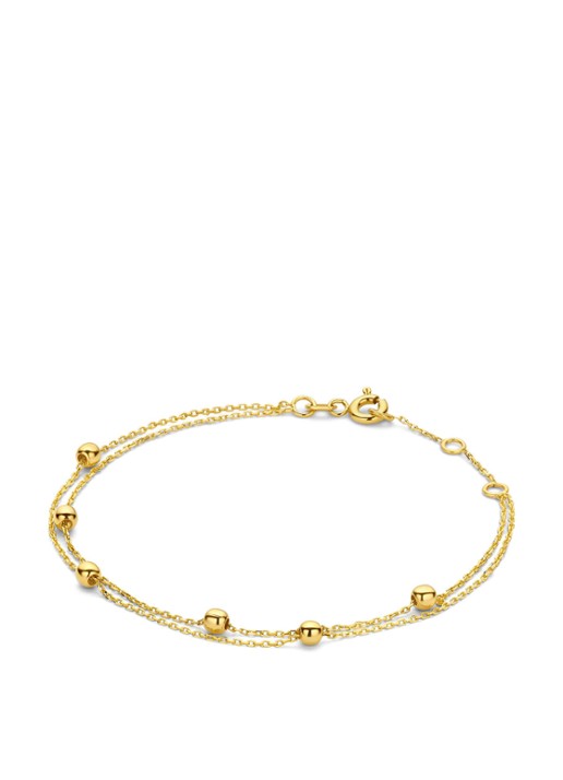 Jackie 14K Gold Double Bubble schakelarmband van 14 karaat geelgoud - voorkant goud