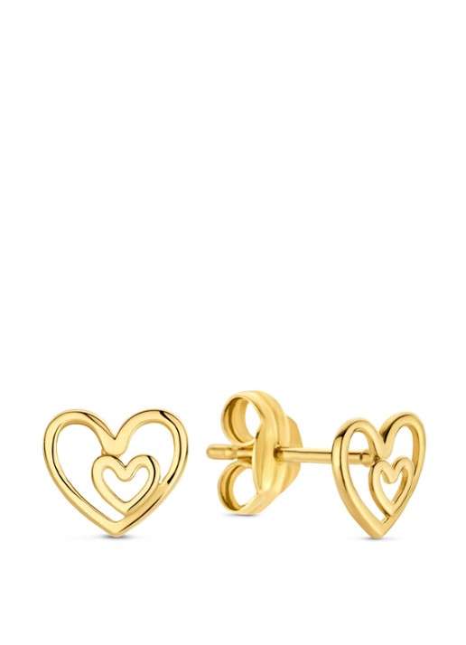 Jackie 14K Gold I Heart London oorknopjes van 14 karaat geelgoud