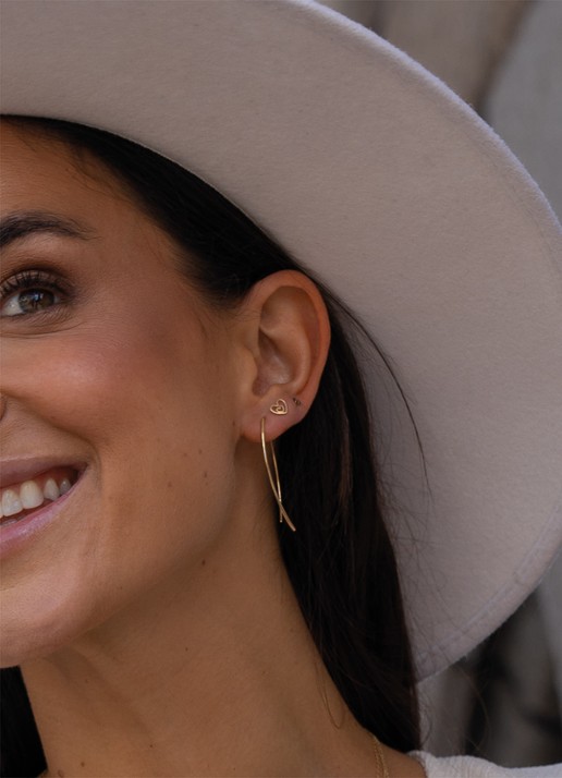 Jackie 14K Gold I Heart London oorknopjes van 14 karaat geelgoud - voorkant 2 goud