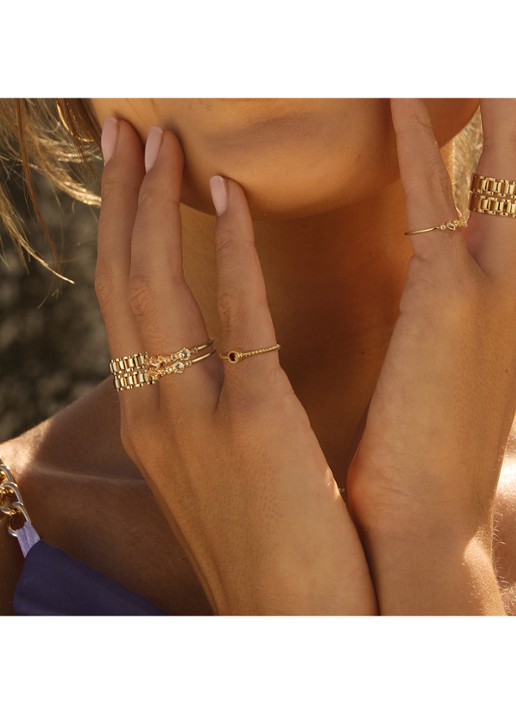 Jackie 14K Gold Kirstenbosch ring van 14 karaat geelgoud - voorkant 2 bruin