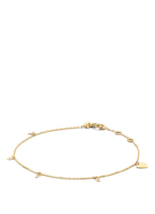 Jackie 14K Gold Love bedelarmband van 14 karaat geelgoud
