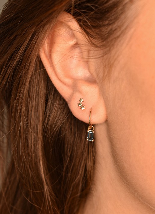 Jackie 14K Gold Triple Star oorknopjes van 14 karaat geelgoud - detail 3 geelgoud