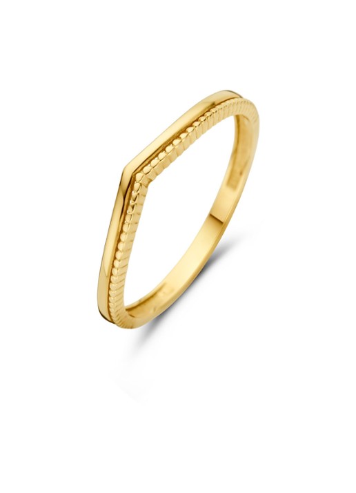 Jackie 14K Gold Windsor ring van 14 karaat geelgoud - voorkant 3 geelgoud