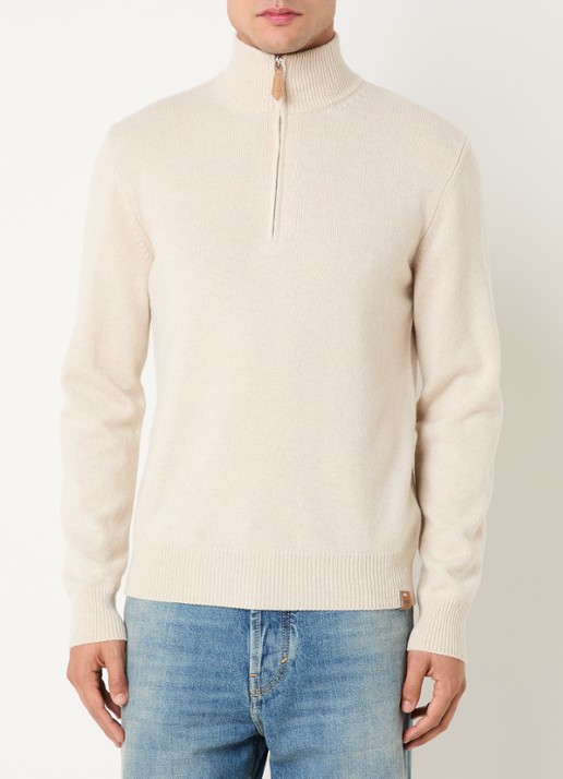 Jacob Cohën Fijngebreide pullover in kasjmier wolblend met halve rits