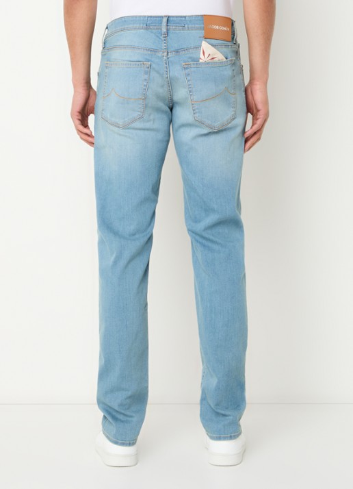 Jacob Cohën Nick slim fit jeans met lichte wassing - achterkant 3 indigo