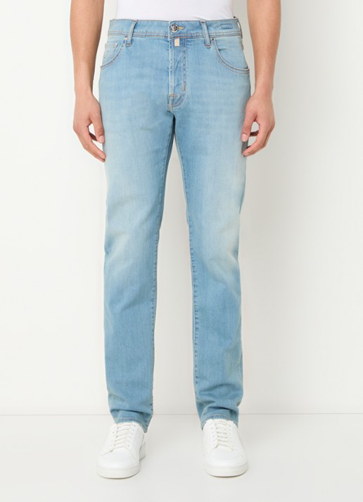 Jacob Cohën Nick slim fit jeans met lichte wassing - detail indigo