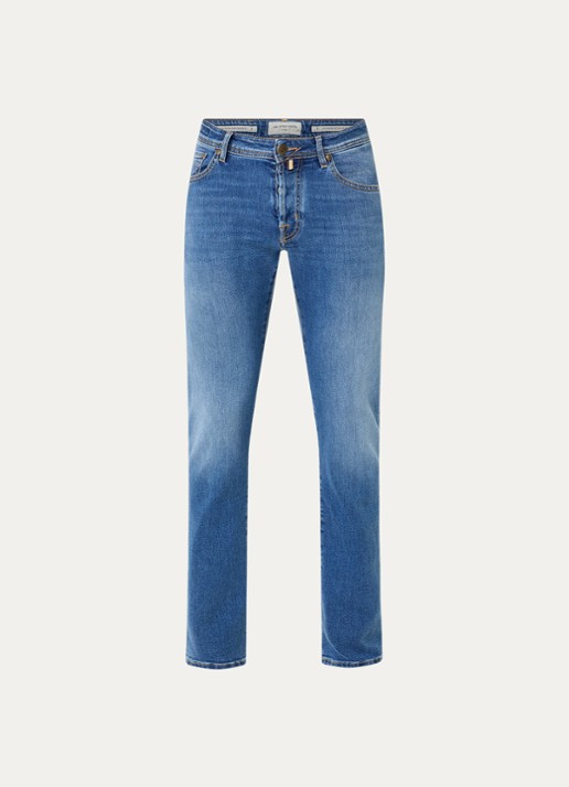 Jacob Cohën Nick slim fit jeans met lichte wassing - voorkant 2 indigo