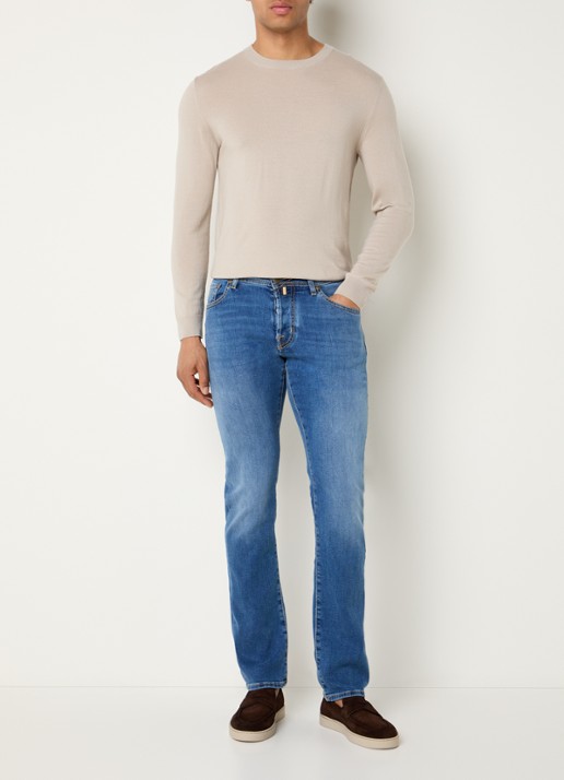 Jacob Cohën Nick slim fit jeans met lichte wassing - voorkant 3 indigo