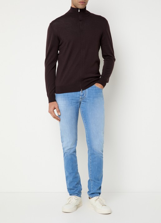 Jacob Cohën Nick slim fit jeans met lichte wassing - voorkant 3 indigo