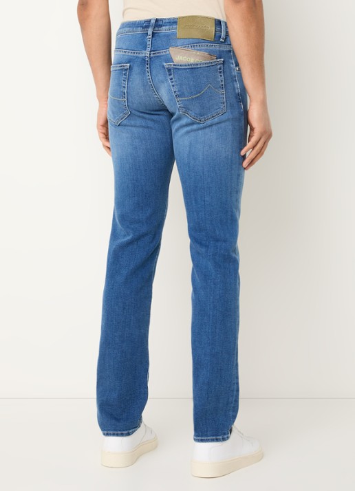 Jacob Cohën Nick slim fit jeans met lichte wassing - achterkant 5 indigo