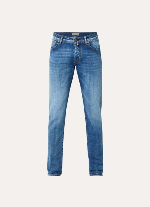 Jacob Cohën Nick slim fit jeans met medium wassing - voorkant 2 indigo