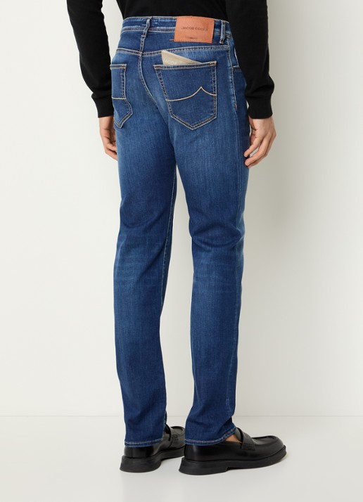 Jacob Cohën Nick slim fit jeans met medium wassing - achterkant 5 indigo