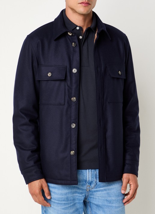 Jacob Cohën Regular fit overshirt met borstzakken - detail donkerblauw