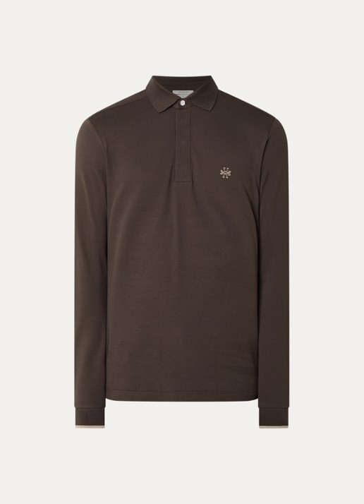 Jacob Cohën Regular fit polo met logoborduring - voorkant 3 donkerbruin