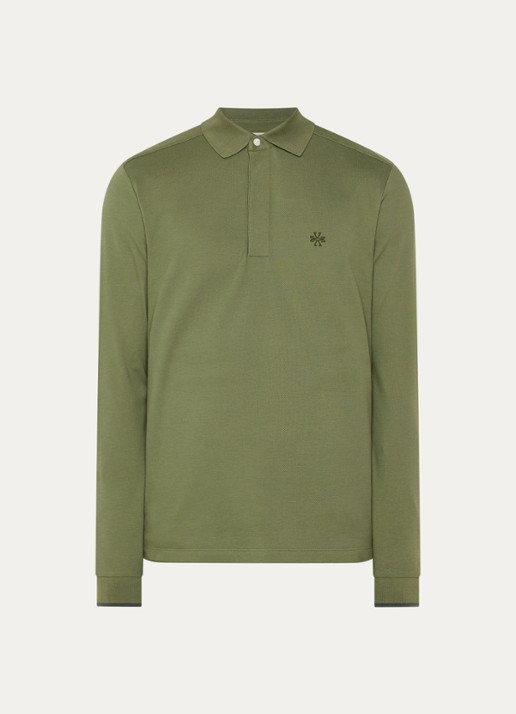 Jacob Cohën Regular fit polo met logoborduring - voorkant 2 legergroen