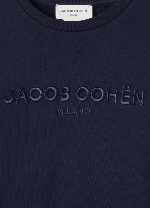 Jacob Cohën Sweater met logoborduring - detail donkerblauw
