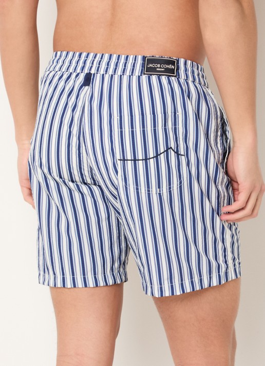 Jacob Cohën Zwemshorts met streepprint - achterkant 4 donkerblauw
