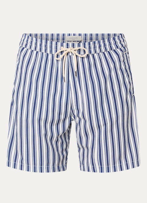 Jacob Cohën Zwemshorts met streepprint - voorkant 2 donkerblauw