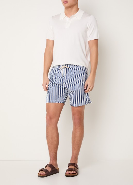 Jacob Cohën Zwemshorts met streepprint - voorkant 3 donkerblauw