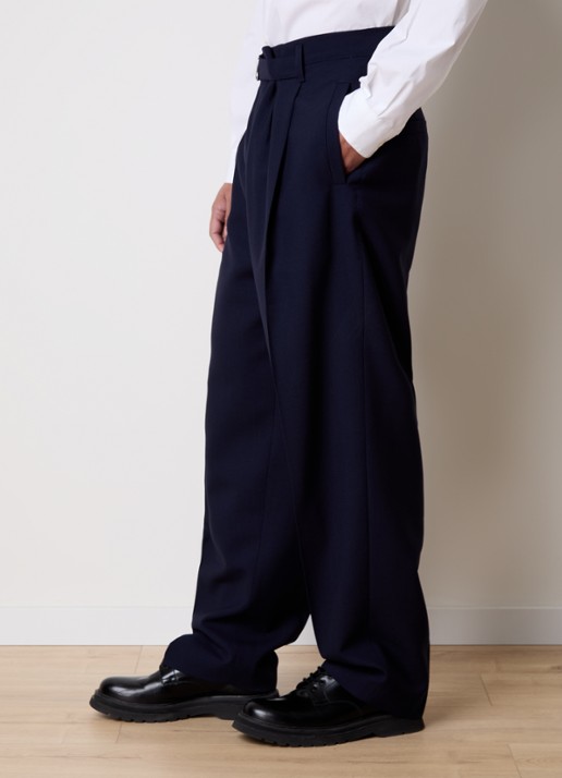 Jacquemus Canevas loose fit pantalon van wol met ceintuur - detail 2 donkerblauw
