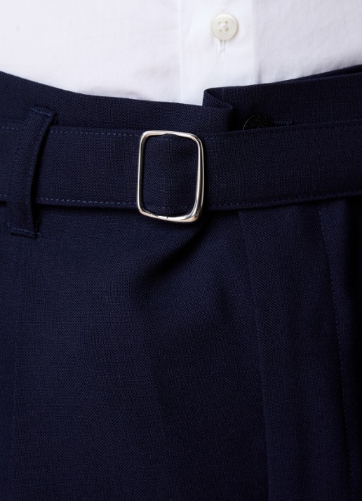 Jacquemus Canevas loose fit pantalon van wol met ceintuur - detail 3 donkerblauw