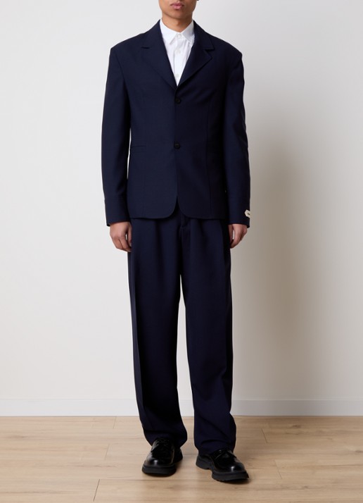 Jacquemus Canevas loose fit pantalon van wol met ceintuur - voorkant 5 donkerblauw