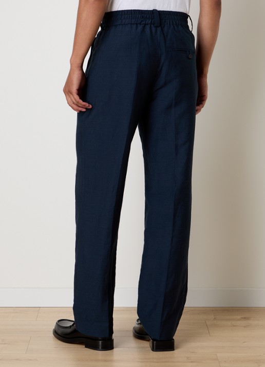 Jacquemus Croisiere straight fit pantalon in linnenblend met steekzakken - achterkant donkerblauw